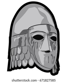 old slavic helmet with protective mask