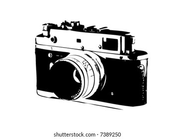 Old SLR camera isolated on white