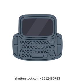 Telefone inteligente antigo com teclado. Gadgets de comunicação retroativa. Ilustração vetorial.