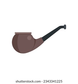 Old smoke pipe icon flat vector. Wood smoker. Cigar art isolated