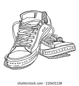 Old Sneakers Vector Drawing Isolated On Stock Vector (Royalty Free ...