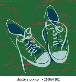 Old sneakers vector graphic illustration 