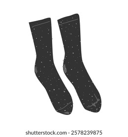 Old socks with a lot of lints. Vector isolated illustration