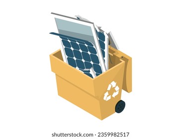 Old solar panels in the trash can, dispose of solar panels