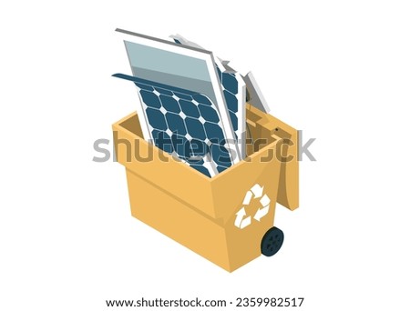 Old solar panels in the trash can, dispose of solar panels