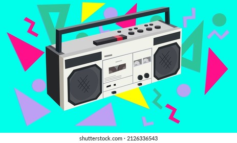 Old soviet boombox, Cassette recorder, Vector illustration.
EPS 10.