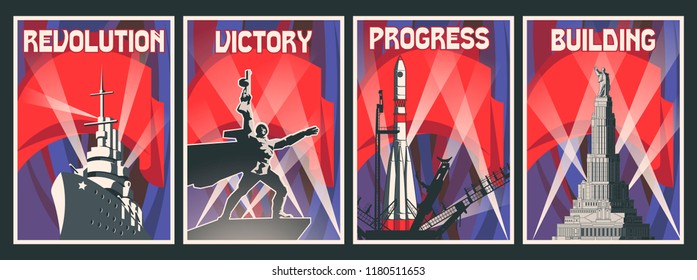 Old Soviet Propaganda Posters Set