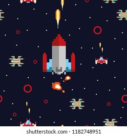 Old space shooting game pattern with a retro feel.