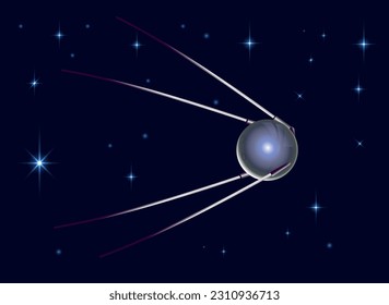 Ilustración de vectores satélite artificial de naves espaciales antiguas en vuelo