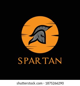 Old spartan and moonlight logo design vector illustration