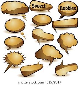 Old speech bubbles vector set isolated on white