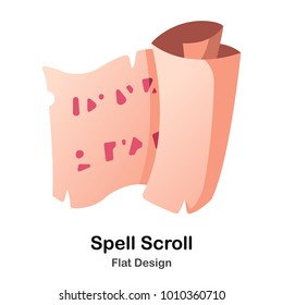 Old Spell Scroll Flat Illustration