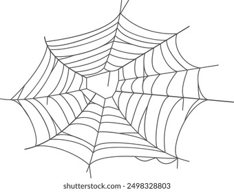 Old spider net. Cobweb black line silhouette isolated on white background