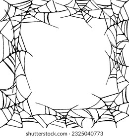 Old spider web frame, vector illustration