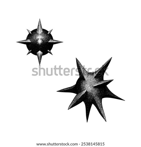 old spiked balls hand drawing vector isolated on white background.