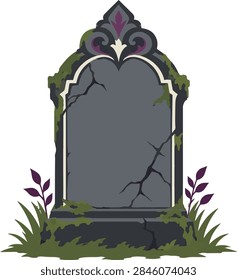 Old spooky gravestone with moss vector illustration for Halloween