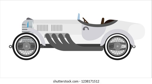 Old sport car or vintage retro racing collector wehicle vector flat icon