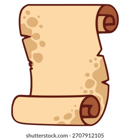 old stained papyrus scroll cartoon flat color vector illustration template design
