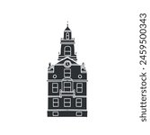 Old State House Icon Silhouette Illustration. Boston Vector Graphic Pictogram Symbol Clip Art. Doodle Sketch Black Sign.