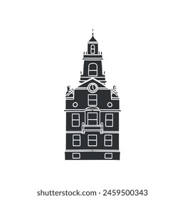 Old State House Icon Silhouette Illustration. Boston Vector Graphic Pictogram Symbol Clip Art. Doodle Sketch Black Sign.