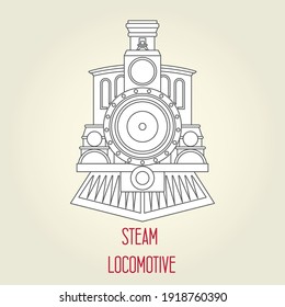 Old steam locomotive front view - vintage train