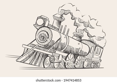 387 Black And White Sketches Of Railroad Engines Images, Stock Photos 