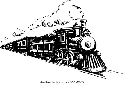 Old Steam Locomotive. Vector illustration on a white. eps 10