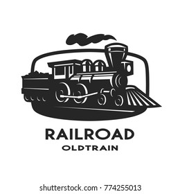 Old steam train emblem, logo.