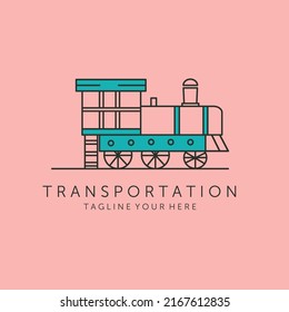 old steam train line art logo vector symbol illustration design