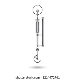 Old steel dynamometer on a white background