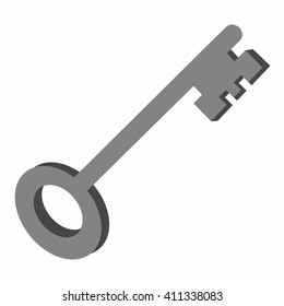 Old steel key. Vector illustration
