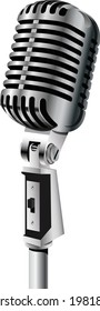 Old steel microphone. Isolated vector.