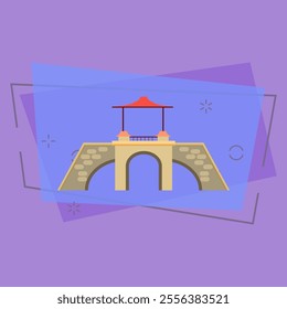 Old stone bridge vector illustration. Footbridge, sightseeing, overpass. Bridges concept. Vector illustration can be used for topics like architecture, landmark, travel