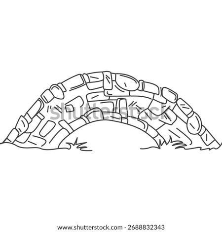Old stone bridge vector illustration element  design template suitable for learning to color 