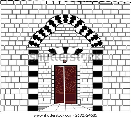 An old stone building (a mosque) in Homs City, Syria. Done on Illustrator as an EPS file, ready to use for wallpaper, art, or anything related to decor