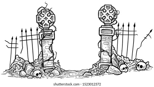 cartoon cemetery gates