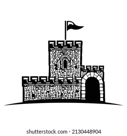 Old stone castle vector logo illustration