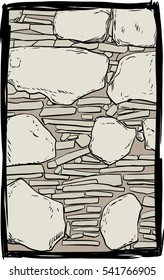 Old stone and dirt filled wall inside sketched frame