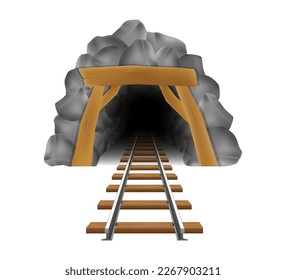 old stone entrance to a gold or coal mine vector illustration isolated on white background