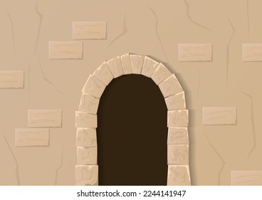 Old stone gate or door. Vector illustration