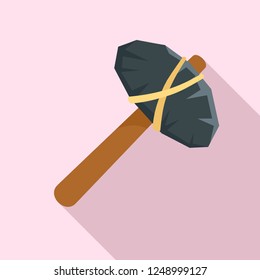 Old stone hammer icon. Flat illustration of old stone hammer vector icon for web design