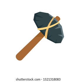 Old stone hammer icon. Flat illustration of old stone hammer vector icon for web design
