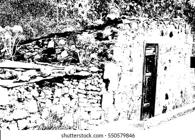 old stone hovel in mountains (Vector illustration).Eps10