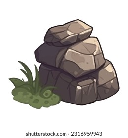 Old stone material heap in nature isolated