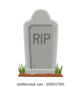 Old stone tombstone with grass. The symbol of Halloween. vector illustration isolated illustration