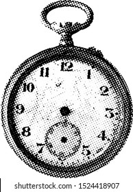 An old stopwatch. Benday dot vector illustration.