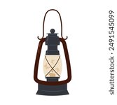 Old street lamp in flat style. Garden lantern with moths. Autumn decorative element. Fall season cozy symbol.