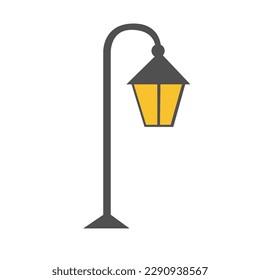 Lámpara vieja de calle con vidrio. Ilustración del vector