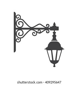 Old Street lamp icon on the white background. 