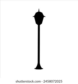 Old street lamp silhouette isolated on white background. Street lamp icon vector illustration.